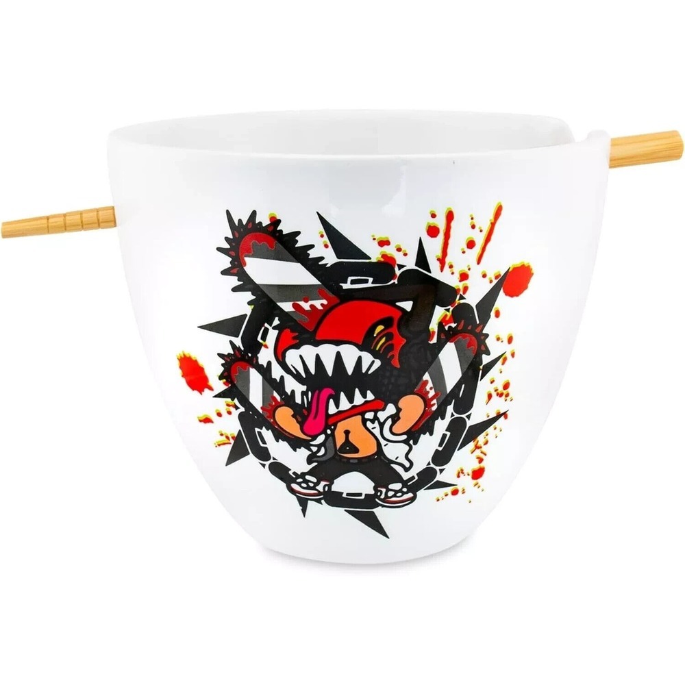 Chainsaw Man Ceramic Ramen Bowl and Chopstick Set,‎ 16-Ounce NEW